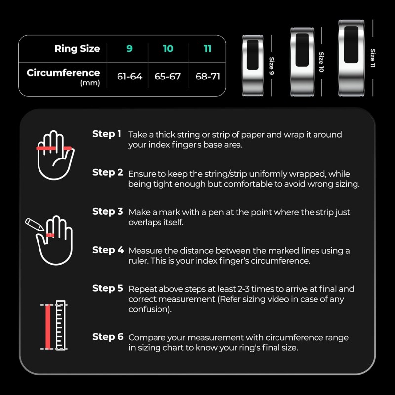 Pebble Iris Smart Ring | Smart Touch Controls | Recovery Score, Sleep Monitoring, Body Temperature, Heart Rate, SpO2 & Calories Tracking | Anti-Bacterial Stainless Steel Build