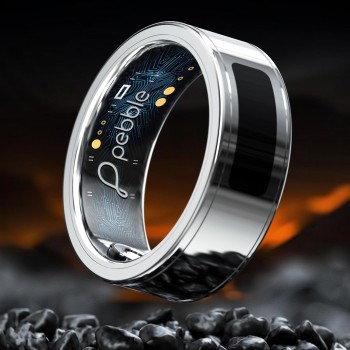 Pebble Iris Smart Ring | Smart Touch Controls | Recovery Score, Sleep Monitoring, Body Temperature, Heart Rate, SpO2 & Calories Tracking | Anti-Bacterial Stainless Steel Build