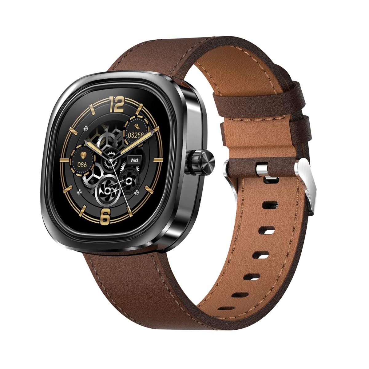 Pebble Matrix High Resolution IPS Display, 500 Nits Brightness, Bluetooth Calling, Blood Oxygen Level, Full Touch Control - Whisky Brown