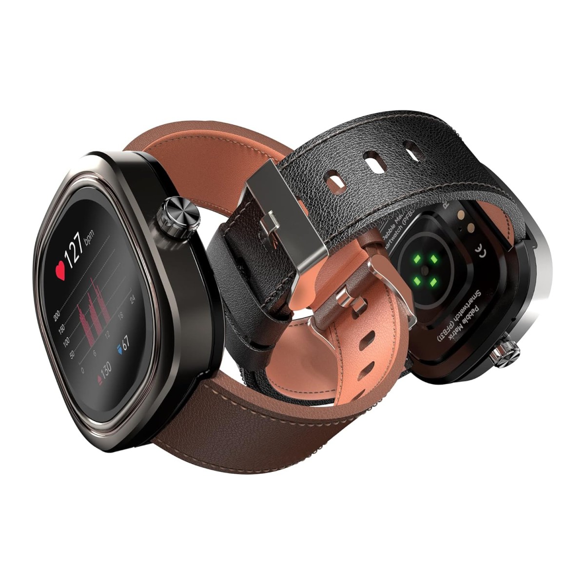 Pebble Matrix High Resolution IPS Display, 500 Nits Brightness, Bluetooth Calling, Blood Oxygen Level, Full Touch Control - Whisky Brown