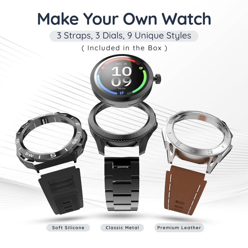 Pebble Revolve 1.39" (3.53 cm) IPS Display, Bright HD Dispaly 500 Nits, BT Calling, SPO2, Heart Rate Monitor, Wireless Charging, AI Voice Assistance, Multiple Sports Mode, in-Build Compass