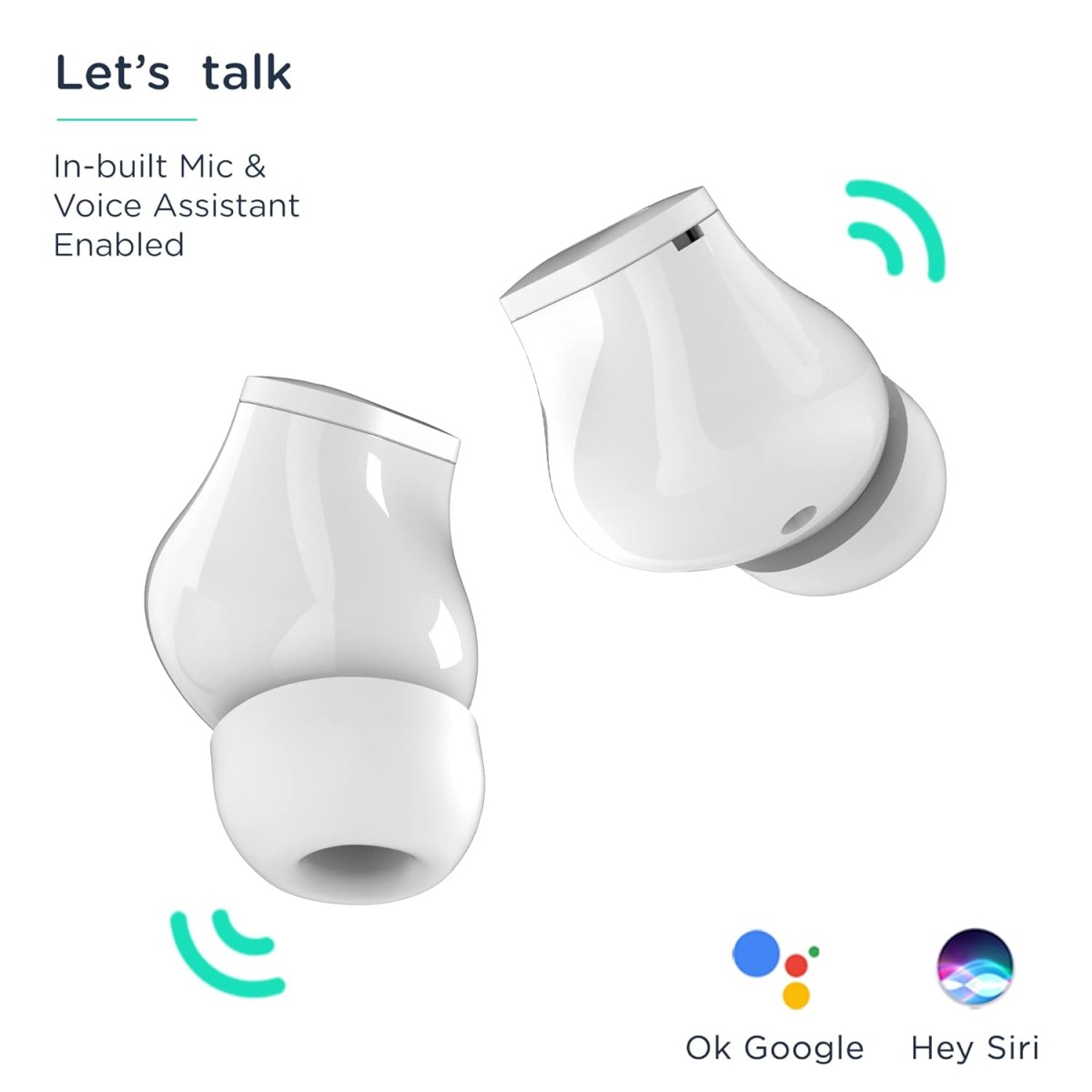 Pebble True Wireless Nano Pods with ENC (White)