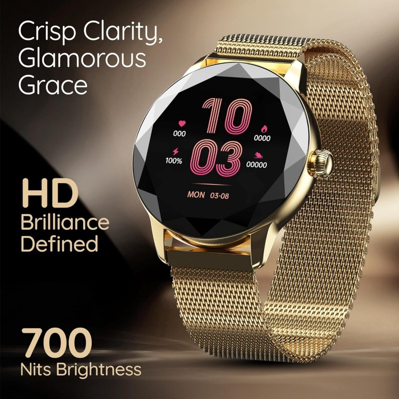 Pebble Vienna 1.27" HD Display, BT Calling Smart Watch for Women, Diamond Cut Design, Female Health Monitoring, Heart Rate Monitoring, Sleep Monitoring, Multipl Sports Mode, 200 mah Pebble Vienna 1.27" HD Display, BT Calling Smart Watch for Women, Diamond Cut Design, Female Health Monitoring, Heart Rate Monitoring, Sleep Monitoring, Multipl Sports Mode, 200 mah