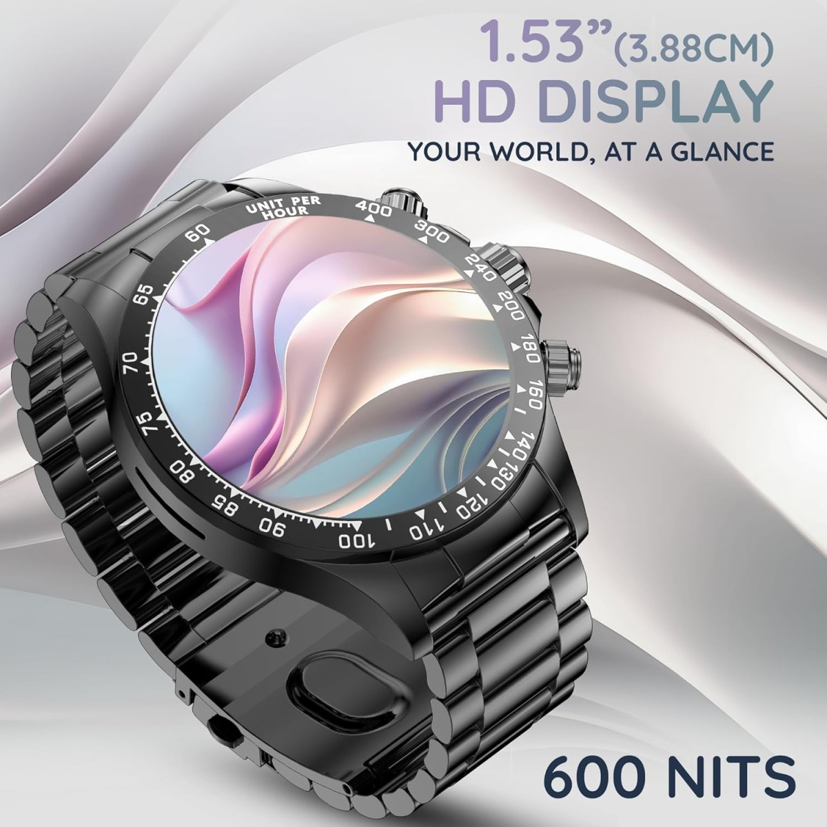 Pebble Zenith 1.53" (3.89 cm) 600 Nits HD Display, BT Calling, Wireless Charging, in-Build Compass, Metal Build