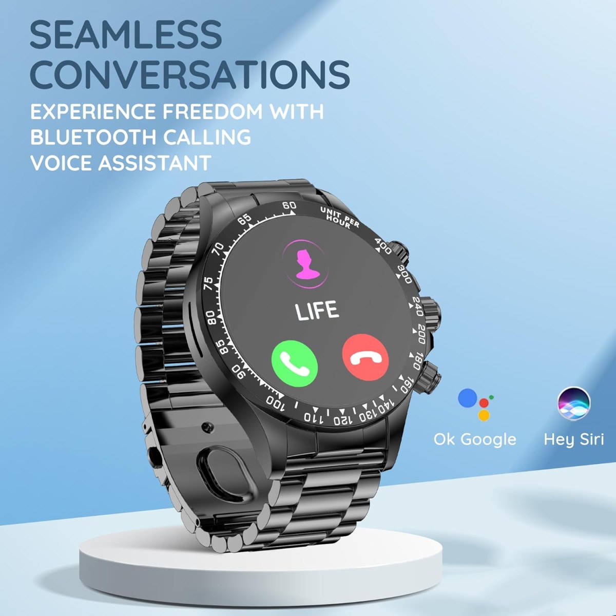 Pebble Zenith 1.53" (3.89 cm) 600 Nits HD Display, BT Calling, Wireless Charging, in-Build Compass, Metal Build