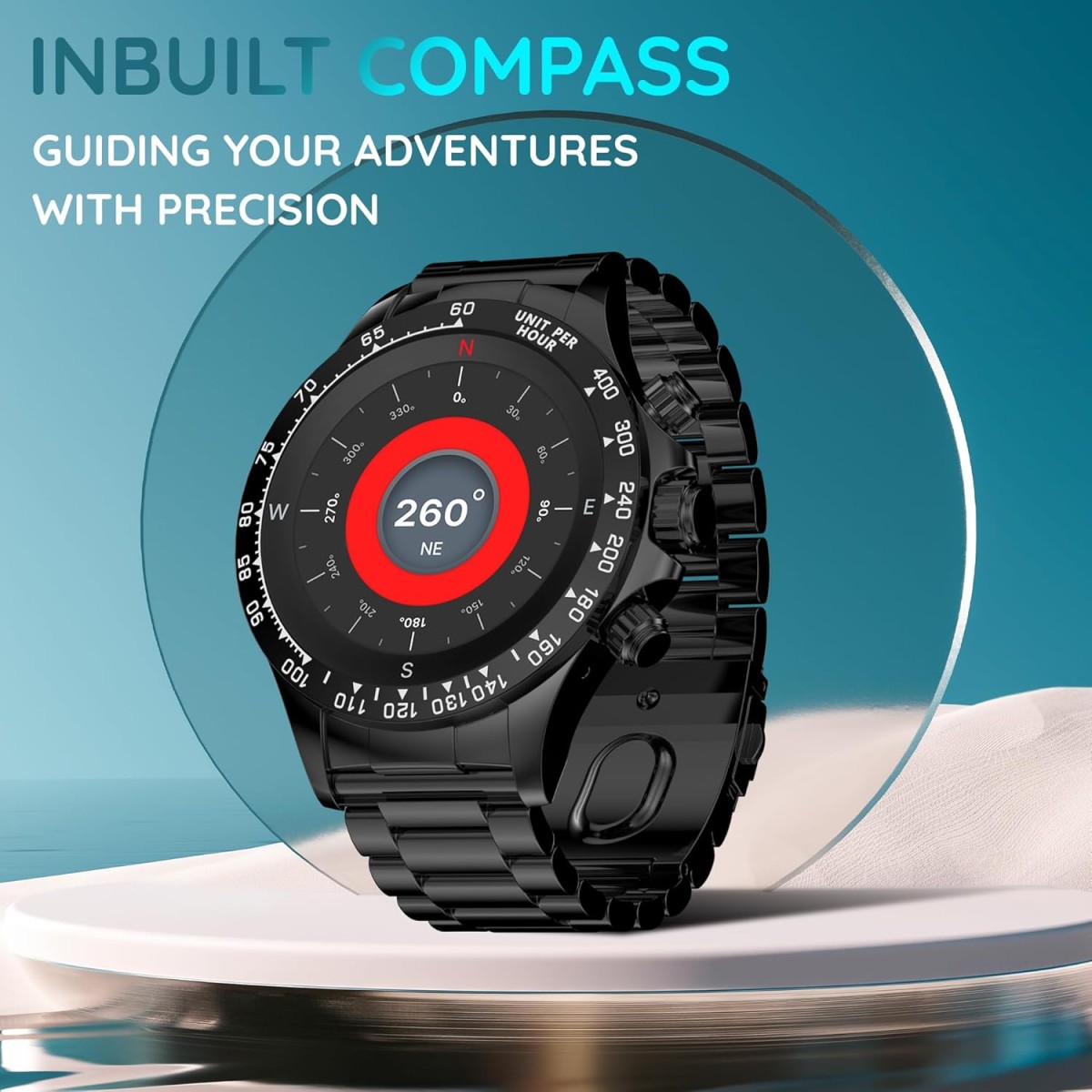 Pebble Zenith 1.53" (3.89 cm) 600 Nits HD Display, BT Calling, Wireless Charging, in-Build Compass, Metal Build