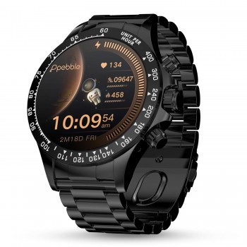 Pebble Zenith 1.53" (3.89 cm) 600 Nits HD Display, BT Calling, Wireless Charging, in-Build Compass, Metal Build