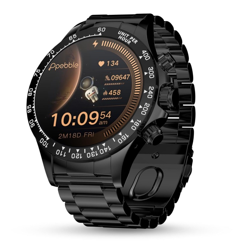 Pebble Zenith 1.53" (3.89 cm) 600 Nits HD Display, BT Calling, Wireless Charging, in-Build Compass, Metal Build Pebble Zenith 1.53" (3.89 cm) 600 Nits HD Display, BT Calling, Wireless Charging, in-Build Compass, Metal Build