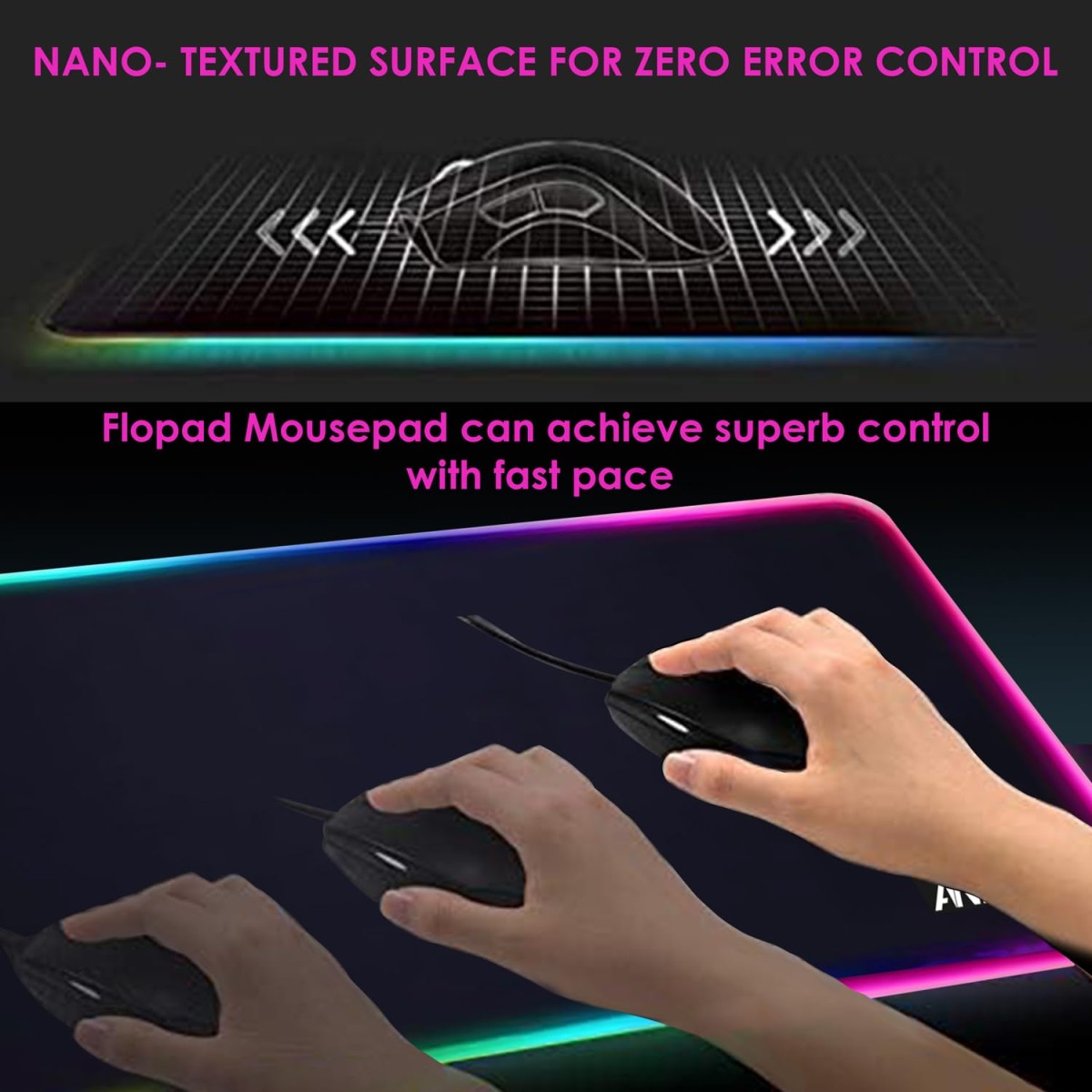 Pharaoh RGB 22 Extra Large Extended Mouse Mat 910mm x 410mm x 3mm with 14 Lighting Modes, Super Soft, Smooth, Anti Slip and Waterproof Mousepad