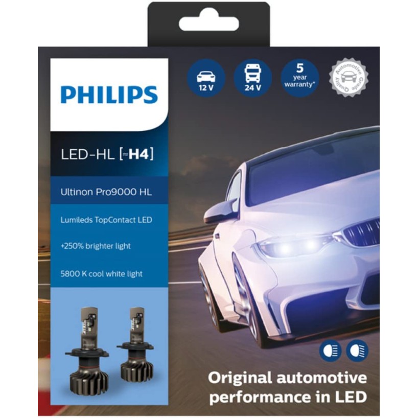 Philips 11342U90CWX2 Ultinon PRO 9000 H4 Car LED Headlight Bulb (Set of 2, 2021 Release)