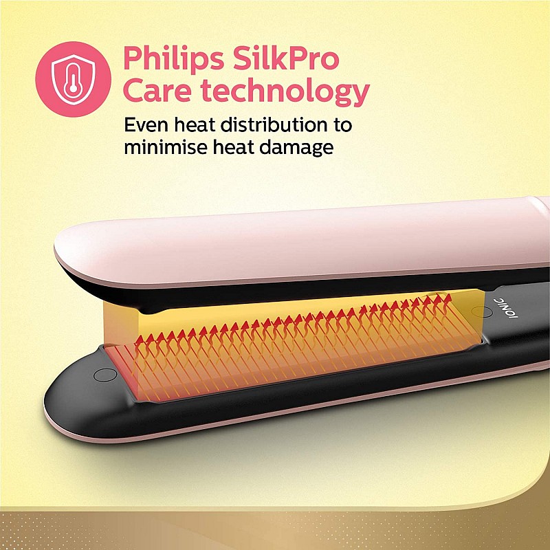 Philips Advanced KeraShine Straightener BHS378/10 | ThermoProtect Technology with 6 LED Temp Setting | Frizz-Free Shiny Smooth Hair (Pink)