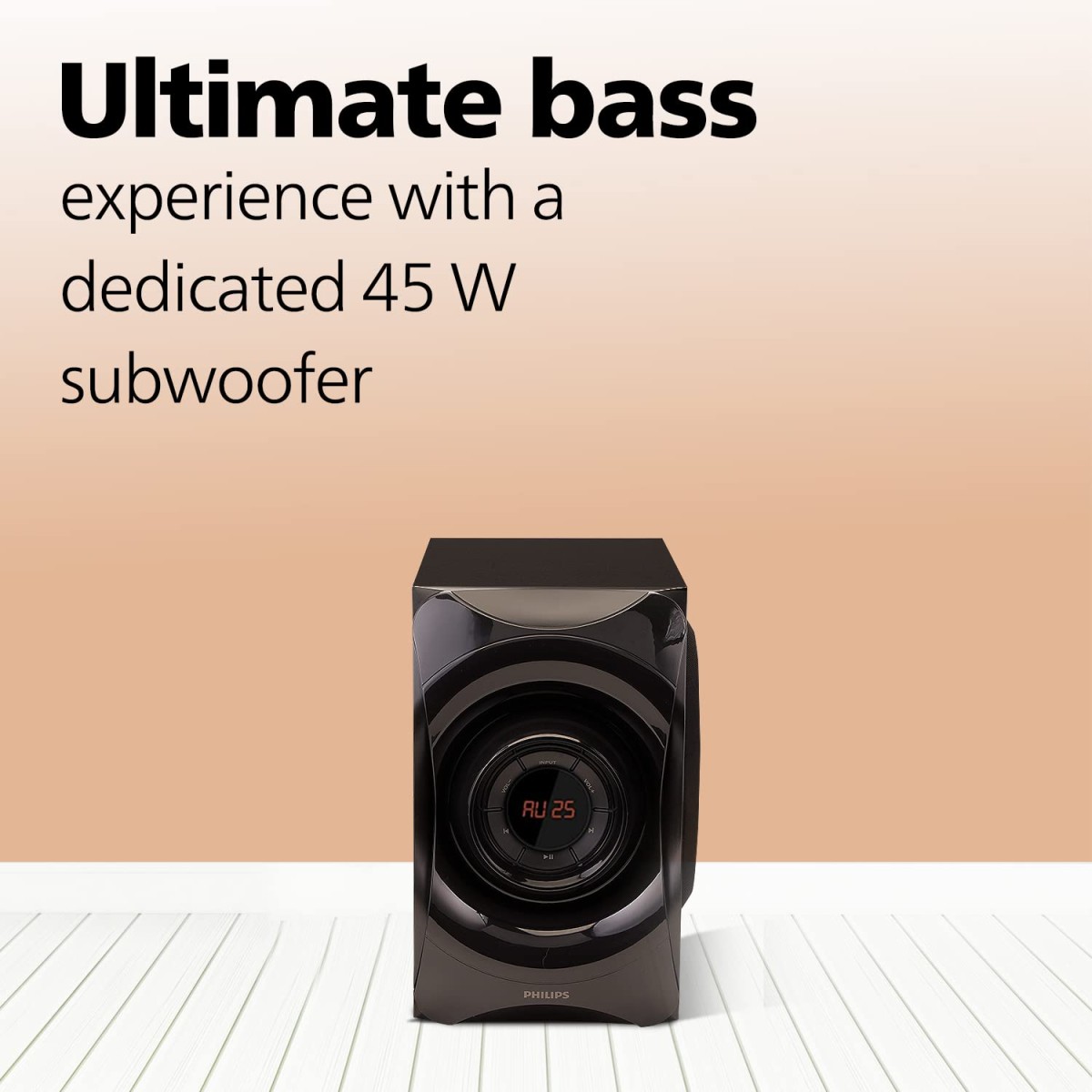 Philips Audio SPA8000B/94 5.1 Channel 120W Multimedia Speaker System with Bluetooth Connectivity, 5X15W Satellite Speakers, USB, LED Display, Robust Design & Matte Finish (Black)