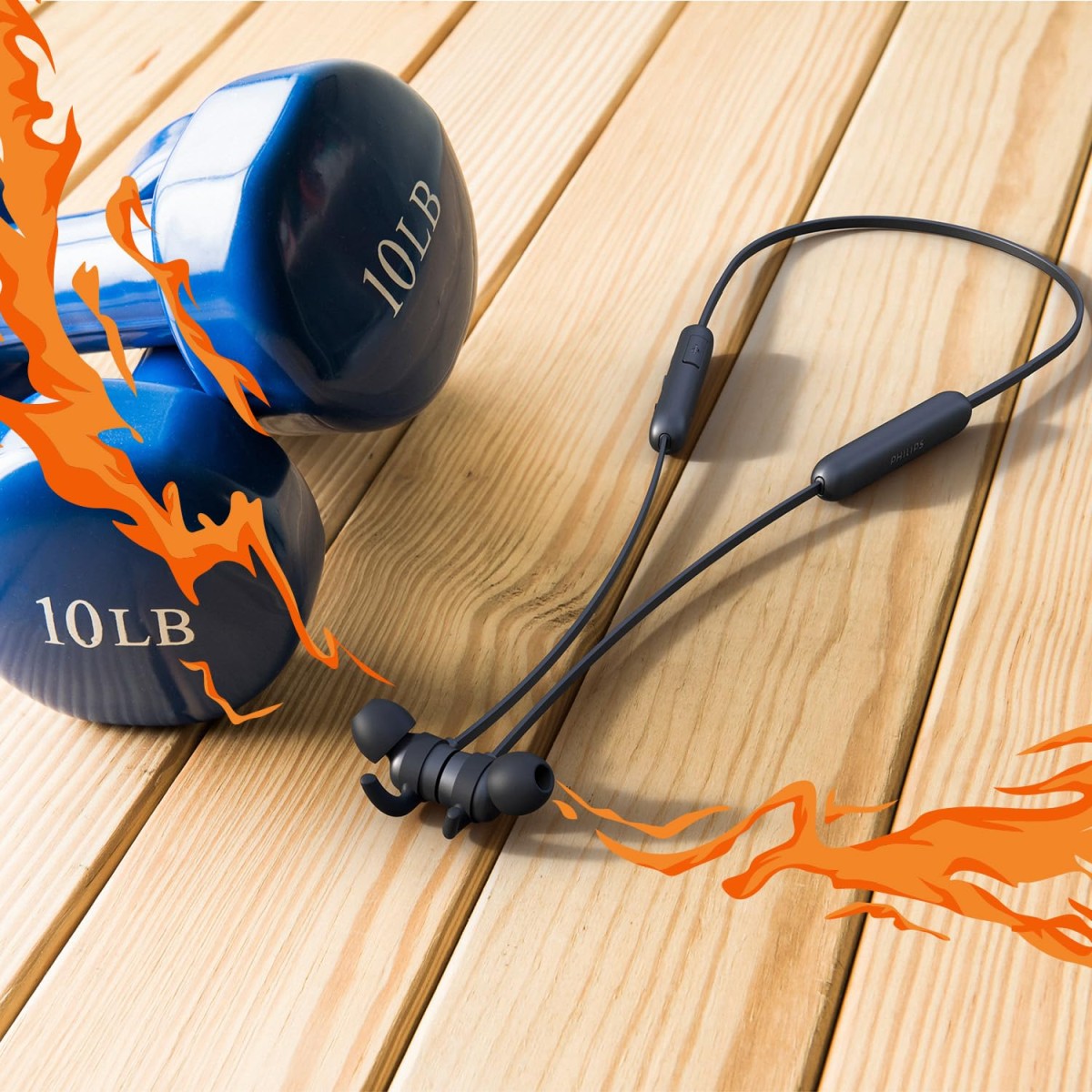 Philips Audio TAE1205 Bluetooth Wireless in Ear Earphones with IPX4, 7 Hr Playtime, Magnetic Ear Tips, Wing Tips, with Mic (Black)