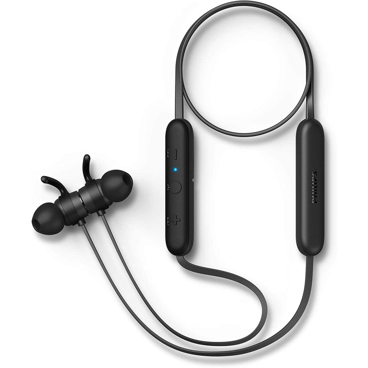 Philips Audio TAE1205 Bluetooth Wireless in Ear Earphones with IPX4, 7 Hr Playtime, Magnetic Ear Tips, Wing Tips, with Mic (Black)