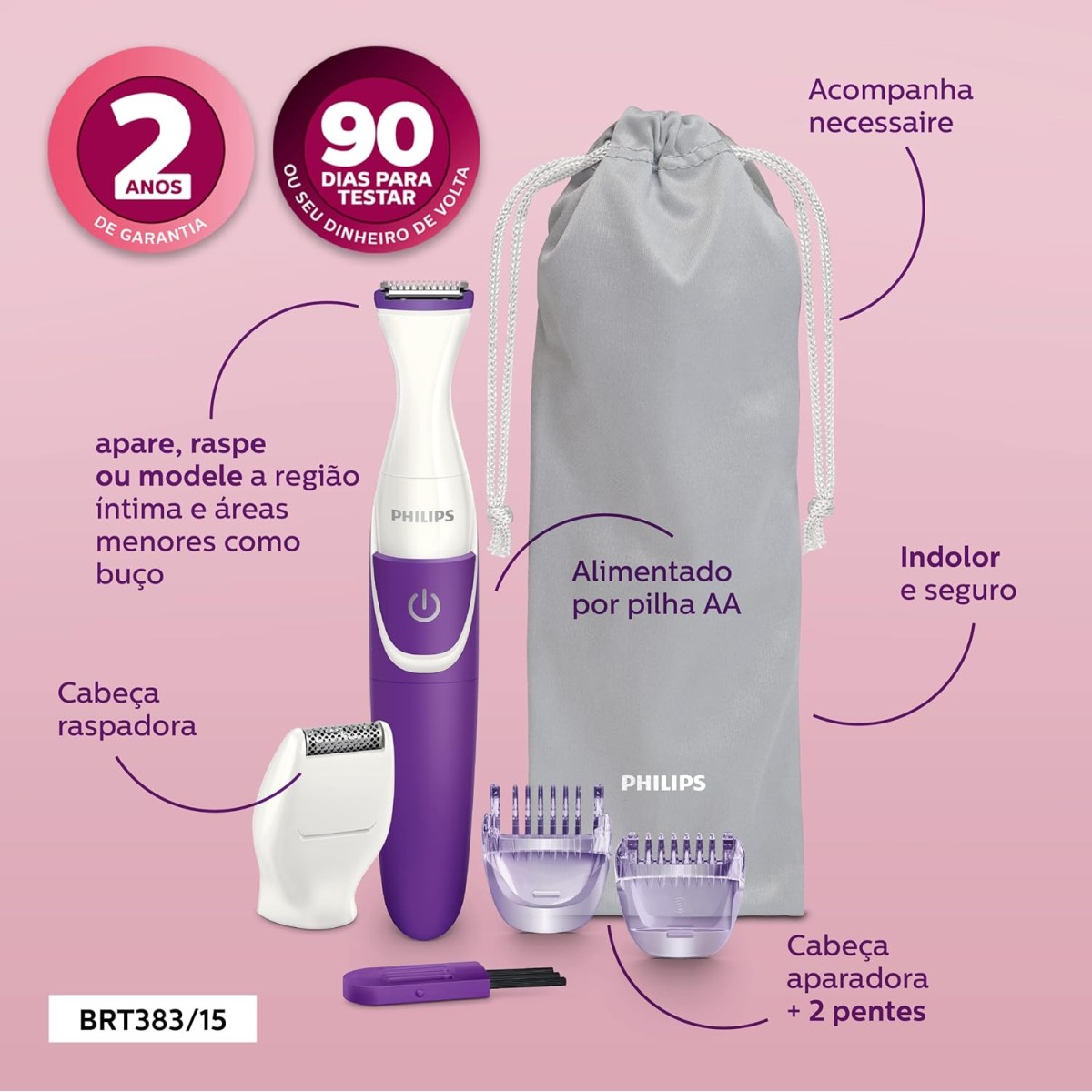 Philips BRE245/00 Corded Compact Epilator (2 in 1 - shaver and epilator) for gentle hair removal at home