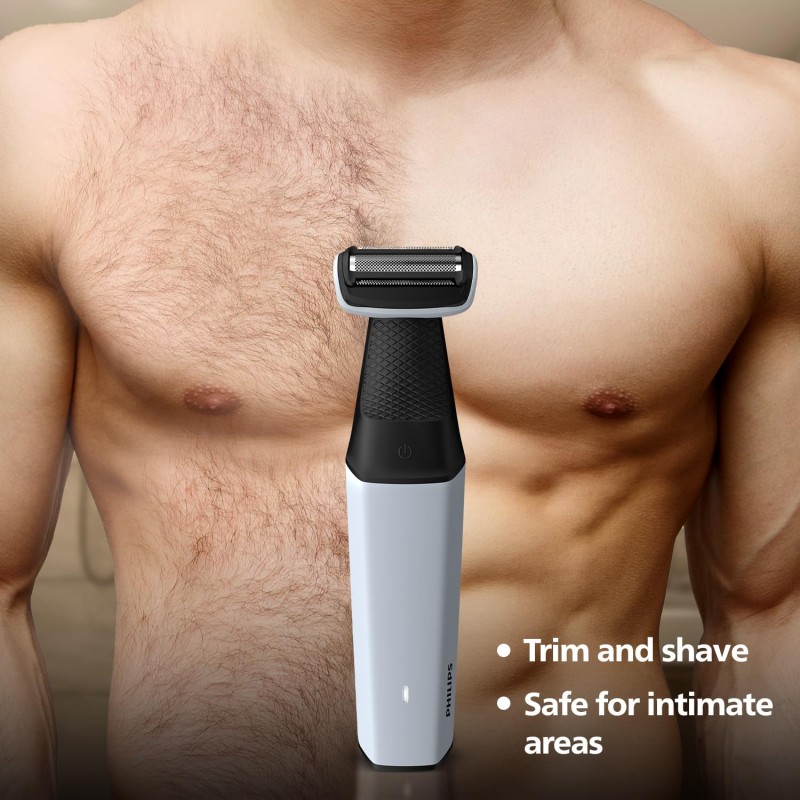 Philips Body Trimmer for Men-Clinically Tested for Sensitive Skin I Patented Pearl Tip & Hypo allergenic foilI Skin Safe Grooming I Trim or Shave Basis Your StyleI Showerproof I 2+1 Year Warranty - BG3007/01