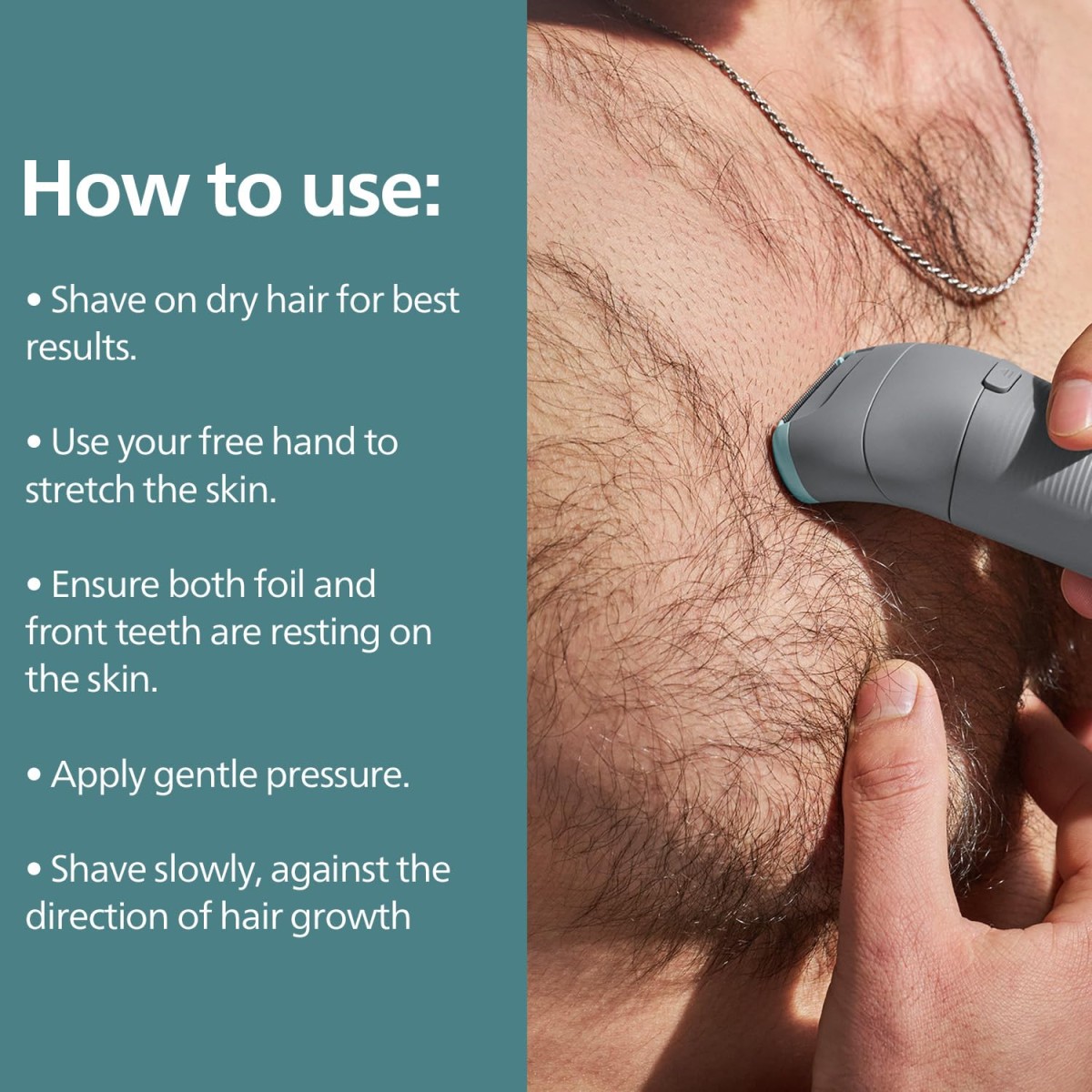 Philips Body Trimmer for Men Private Parts, Clinically Tested for Sensitive Skin, Patented Pearl Tip & Hypo Allergenic Foil, Skin Safe Grooming, Trim or Shave, Waterproof, 5 Year Warranty, BG3470/15