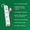 Philips CHP2432W Power Strips with 3 Universal Socket, One Main Switch, with Over Current Protection 1.4m Cable Length (White)