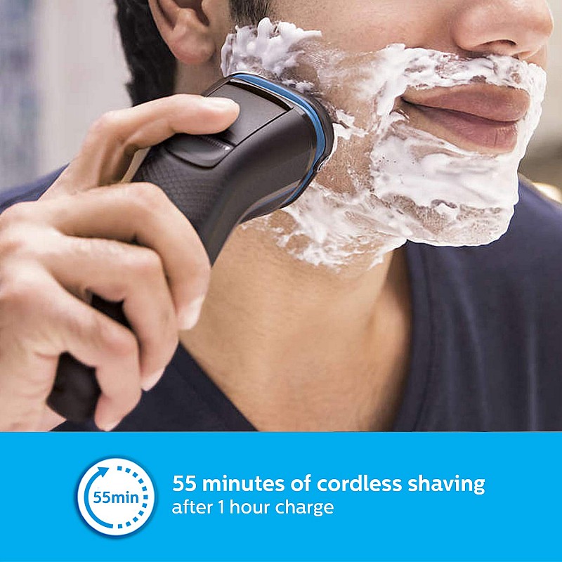 Philips Cordless Electric Shaver S3122/55, 5D Pivot and Flex Heads, 27 Comfort Cut Blades, Fast Charge, Up to 55 Min of Shaving