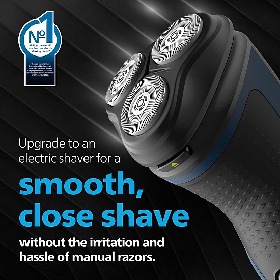 Philips Electric Shaver for Men, Wet and Dry Shave, 3D Floating Heads, 27 Self Sharpening Blades, Cordless, Waterproof S1151/03 (New Model)