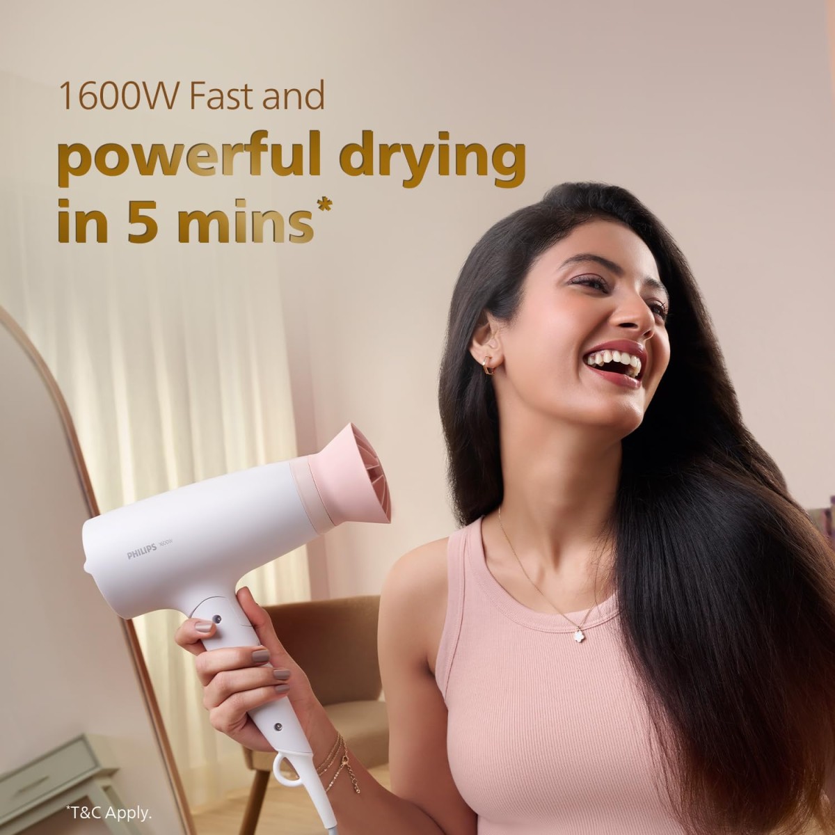 Philips Foldable Hair Dryer 1600 Watts| Powerful Salon-like Blow Drying with Less Heat | 3 Heat Settings with Cool Shot (Hot/Cool/Warm) | ThermoProtect Airflower Attachment- Pink | BHD308/30 - White Philips Foldable Hair Dryer 1600 Watts| Powerful Salon-like Blow Drying with Less Heat | 3 Heat Settings with Cool Shot (Hot/Cool/Warm) | ThermoProtect Airflower Attachment- Pink | BHD308/30 - White