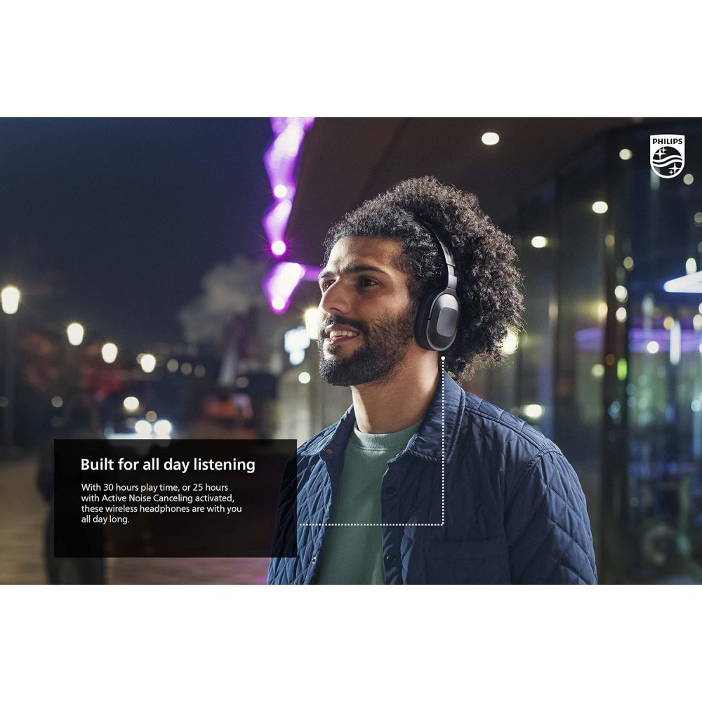 Philips H6506 On-Ear Wireless Headphones with Active Noise Canceling (ANC) and Multipoint Bluetooth Connection, TAH6506BK Philips H6506 On-Ear Wireless Headphones with Active Noise Canceling (ANC) and Multipoint Bluetooth Connection, TAH6506BK