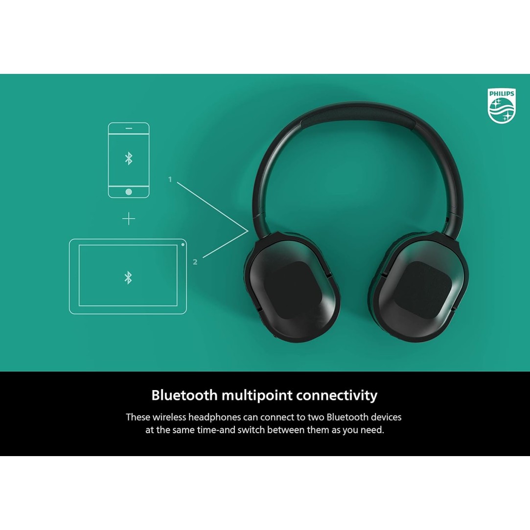 Philips H6506 On-Ear Wireless Headphones with Active Noise Canceling (ANC) and Multipoint Bluetooth Connection, TAH6506BK Philips H6506 On-Ear Wireless Headphones with Active Noise Canceling (ANC) and Multipoint Bluetooth Connection, TAH6506BK