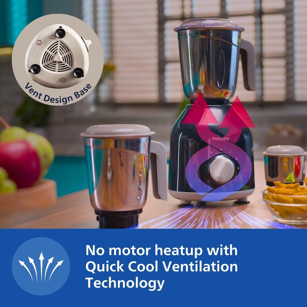 Philips HL7756/00 Mixer Grinder with 10-year warranty on product registration , 750W, 3 Jars (Black)