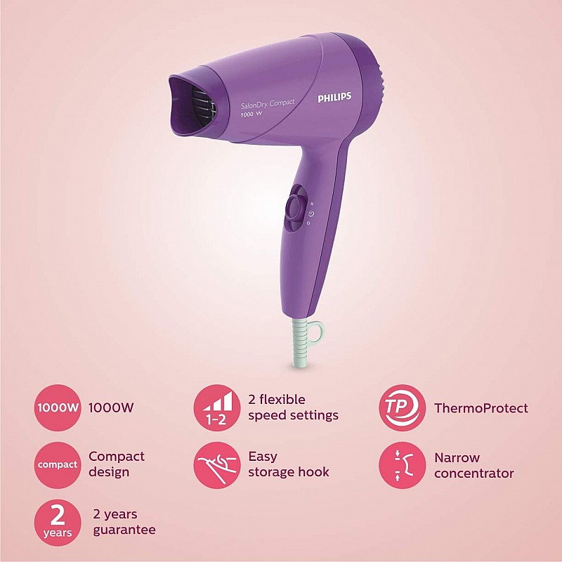 Philips 1000 watts hair dryer hp8100/46 purple