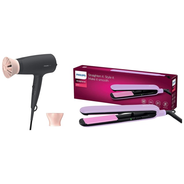 Philips Hair Dryer - Powerful drying with less heat I 6 Styling options for Salon like blowdryI 2100 WattsI for Minimised DamageI Styling attachment| Men and WomenI 2 Year Warranty BHD356/10, Black Philips Hair Dryer - Powerful drying with less heat I 6 Styling options for Salon like blowdryI 2100 WattsI for Minimised DamageI Styling attachment| Men and WomenI 2 Year Warranty BHD356/10, Black