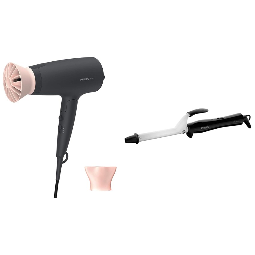 Philips Hair Dryer - Powerful drying with less heat I 6 Styling options for Salon like blowdryI 2100 WattsI for Minimised DamageI Styling attachment| Men and WomenI 2 Year Warranty BHD356/10, Black