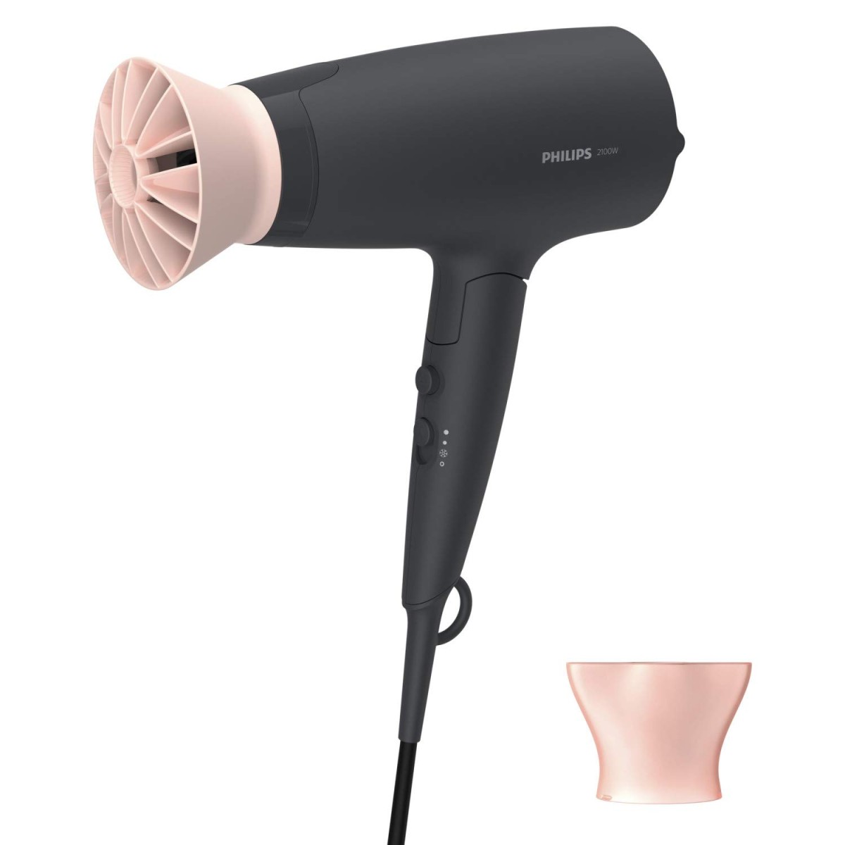 Philips Hair Dryer - Powerful drying with less heat I 6 Styling options for Salon like blowdryI 2100 WattsI for Minimised DamageI Styling attachment| Men and WomenI 2 Year Warranty BHD356/10, Black
