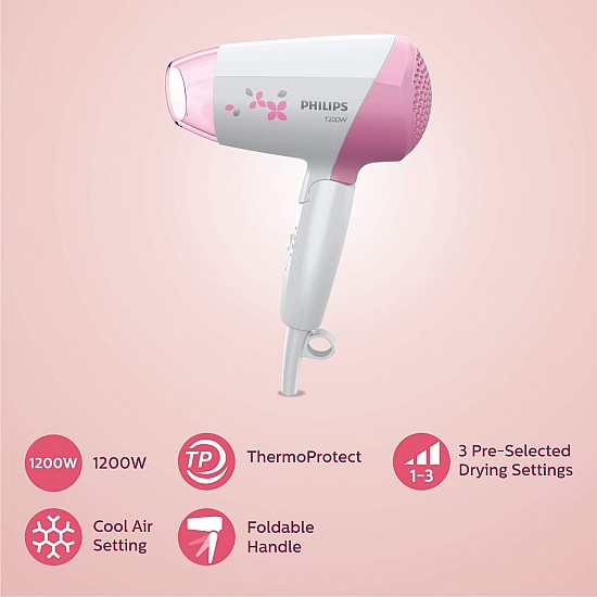 Philips Hair Dryer | Quick Gentle Drying with Thermoprotect Care | 1200 W | 3 Heat and Speed Settings with Cool Shots | HP8120/00