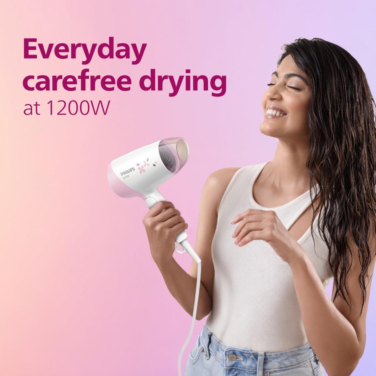 Philips India's No.1 Hair Styling Brand - Foldable Hair Dryer 1200W,Fast Blow Dry, 2 Heat Settings, ThermoProtect Tech, Travel-Friendly, Quick Dry, Frizz Control,For Indian Hair,HP8120/00 Pink,White Philips India's No.1 Hair Styling Brand - Foldable Hair Dryer 1200W,Fast Blow Dry, 2 Heat Settings, ThermoProtect Tech, Travel-Friendly, Quick Dry, Frizz Control,For Indian Hair,HP8120/00 Pink,White