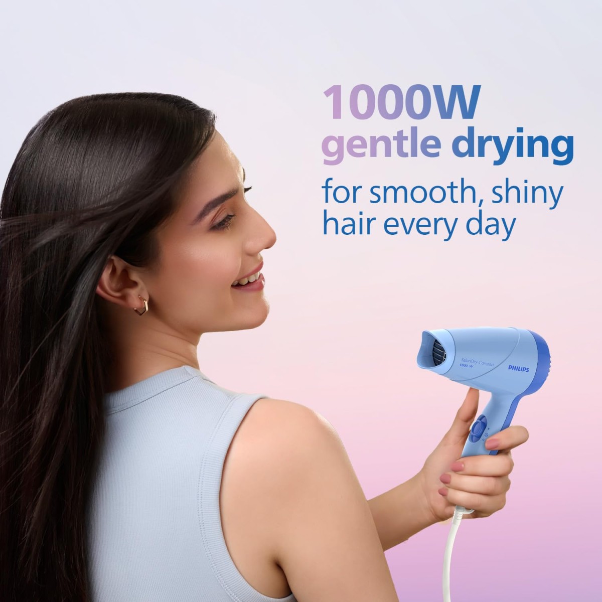 Philips India's No.1 Hair Styling Brand -Hair Dryer 1000W |Blow Dry for Men & Women | 2 Heat Settings| ThermoProtect tech |Travel-Friendly, Quick Dry, Frizz Control | For Indian Hair | HP8100/60 Blue Philips India's No.1 Hair Styling Brand -Hair Dryer 1000W |Blow Dry for Men & Women | 2 Heat Settings| ThermoProtect tech |Travel-Friendly, Quick Dry, Frizz Control | For Indian Hair | HP8100/60 Blue