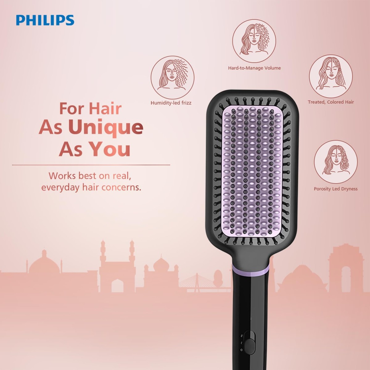Philips India's No.1 Hair Styling Brand -Hair Straightener Brush, Naturally Straight in 5 Mins,5X Less Frizz,SilkProtect Keratin Tech,Triple Bristle Fast 50s Heatup,Scalp Protect,For Indian Hair,BHH880 Philips India's No.1 Hair Styling Brand -Hair Straightener Brush, Naturally Straight in 5 Mins,5X Less Frizz,SilkProtect Keratin Tech,Triple Bristle Fast 50s Heatup,Scalp Protect,For Indian Hair,BHH880