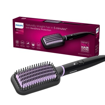 Philips India's No.1 Hair Styling Brand -Hair Straightener Brush, Naturally Straight in 5 Mins,5X Less Frizz,SilkProtect Keratin Tech,Triple Bristle Fast 50s Heatup,Scalp Protect,For Indian Hair,BHH880 Philips India's No.1 Hair Styling Brand -Hair Straightener Brush, Naturally Straight in 5 Mins,5X Less Frizz,SilkProtect Keratin Tech,Triple Bristle Fast 50s Heatup,Scalp Protect,For Indian Hair,BHH880