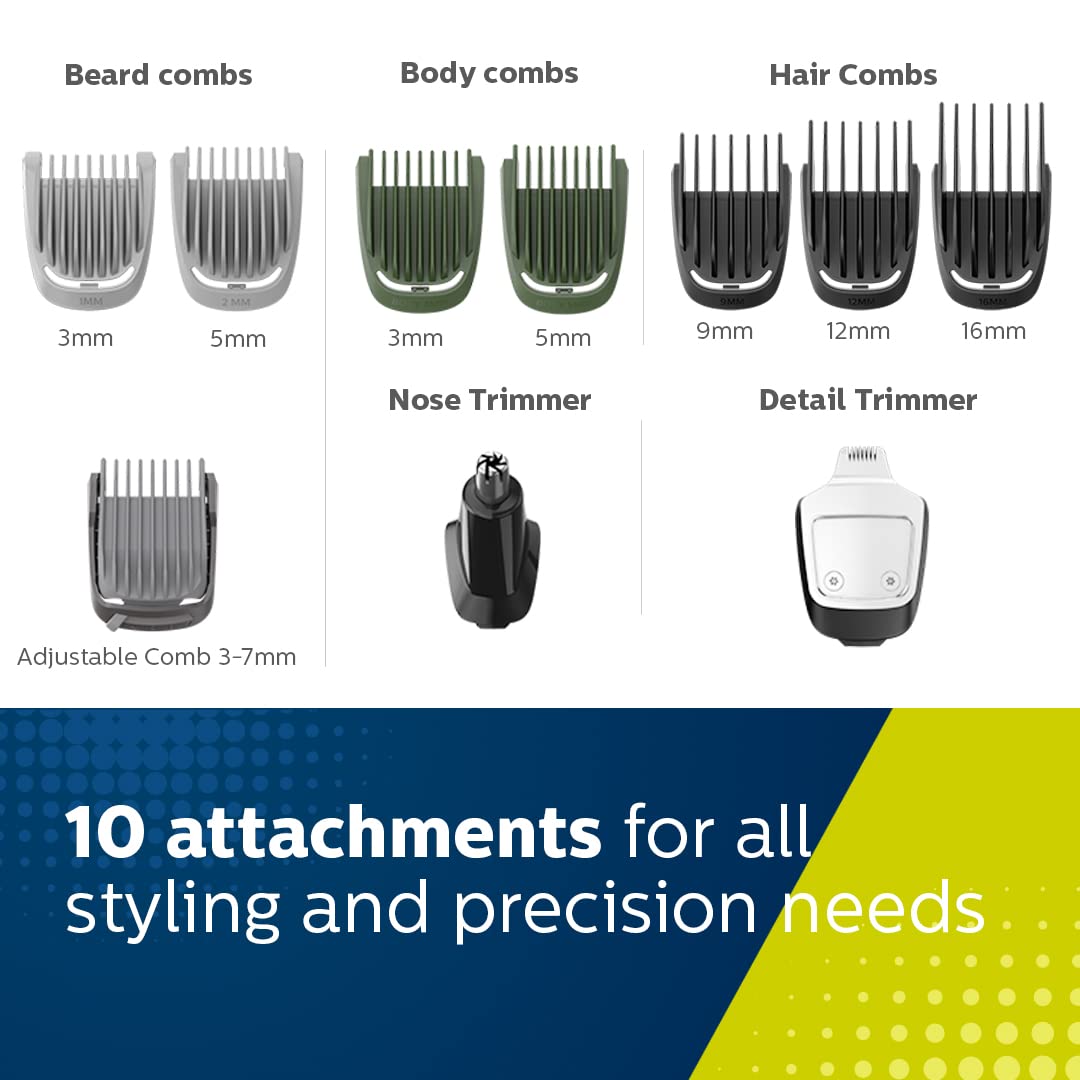 Philips India's No.1 Men's Trimmer | Skin Safe Grooming I 13-in-1 Essential Body Kit - Body, Face & Private Parts I 3 Year Warranty I 120 min runtime I 5 min Quick Charge MG5930/65