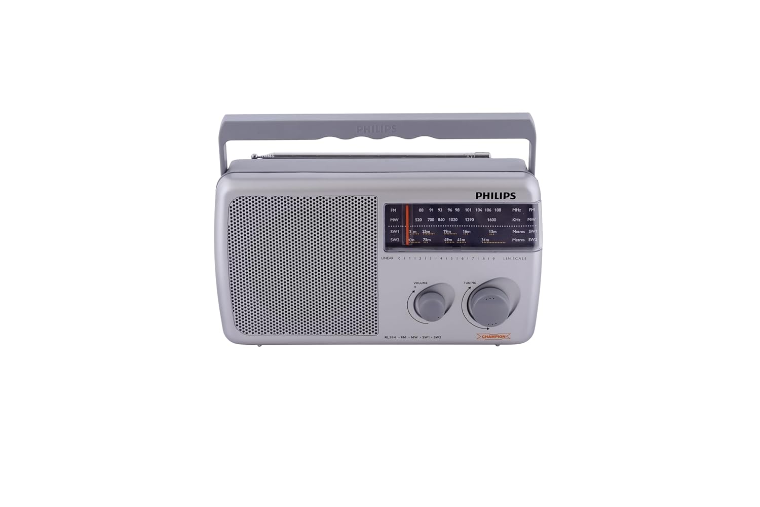 Philips Portable Radio RL384/94 with MW, SW & FM Band, 500mW RMS