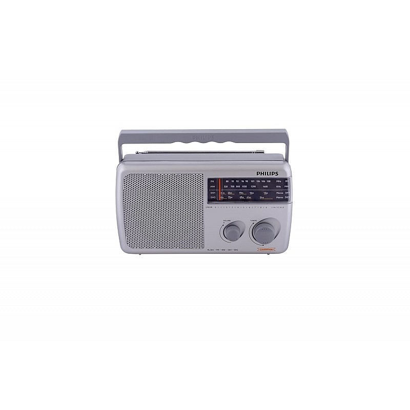 Philips Radio RL384/94 with MW/FM/SW, 500mW +1 dB RMS Sound Output, 3xR20 (4.5V DC) Battery, 4.5V External DC Socket, Without Battery/Adaptor (Grey)