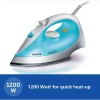 Philips Steam Iron GC1011/01 (World no. 1 Ironing Brand) with 1200 Watts Quick Heat up, linished soleplate for smooth ironing, up to 15 g/min of steam