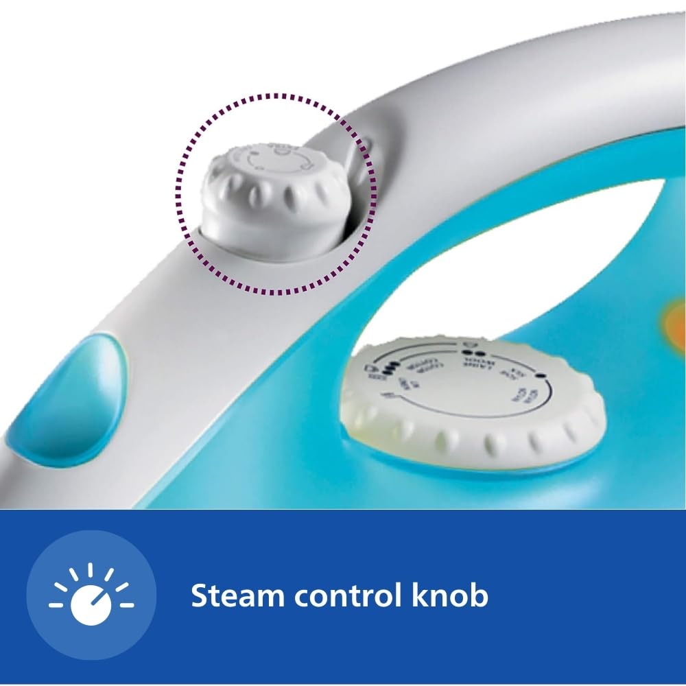 Philips Steam Iron GC1011/01 (World no. 1 Ironing Brand) with 1200 Watts Quick Heat up, linished soleplate for smooth ironing, up to 15 g/min of steam