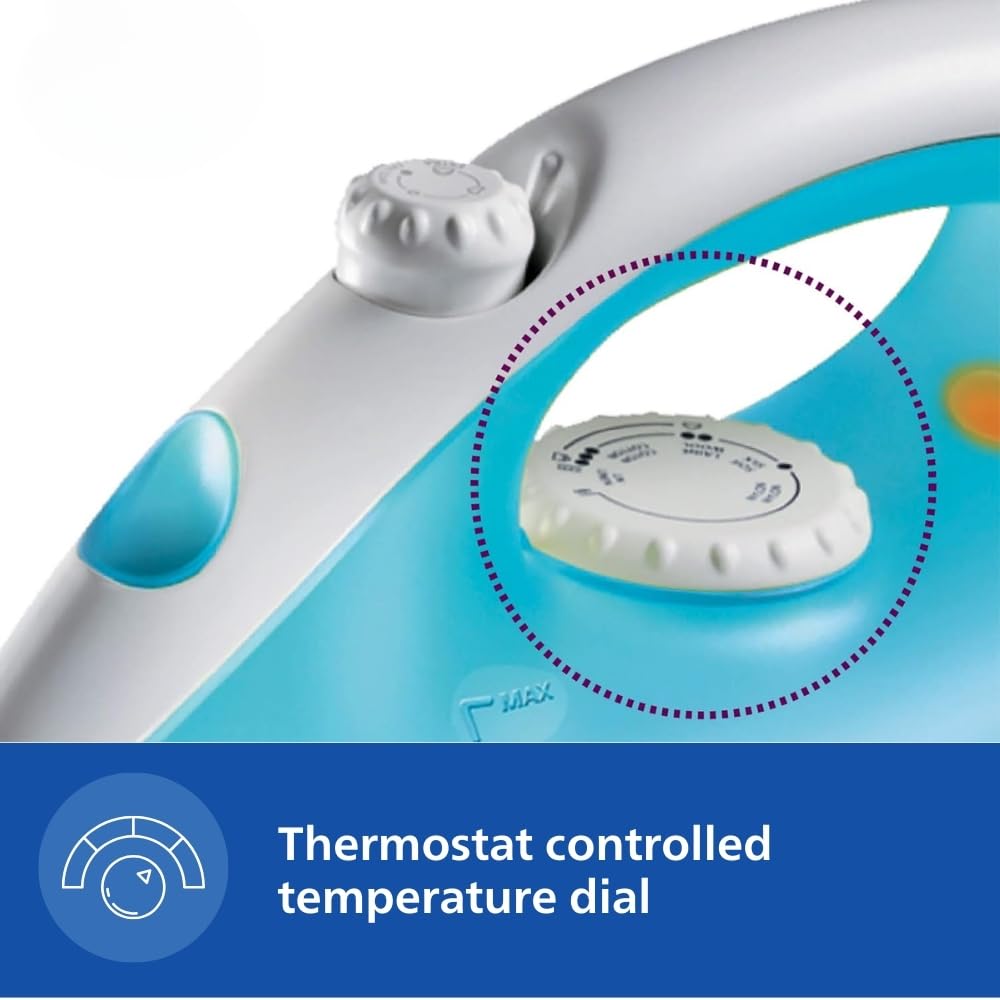 Philips Steam Iron GC1011/01 (World no. 1 Ironing Brand) with 1200 Watts Quick Heat up, linished soleplate for smooth ironing, up to 15 g/min of steam