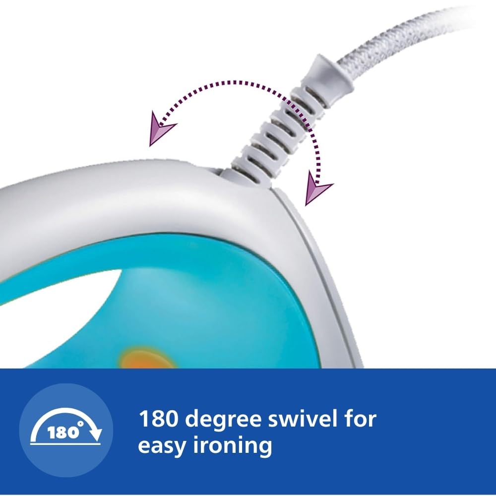 Philips Steam Iron GC1011/01 (World no. 1 Ironing Brand) with 1200 Watts Quick Heat up, linished soleplate for smooth ironing, up to 15 g/min of steam