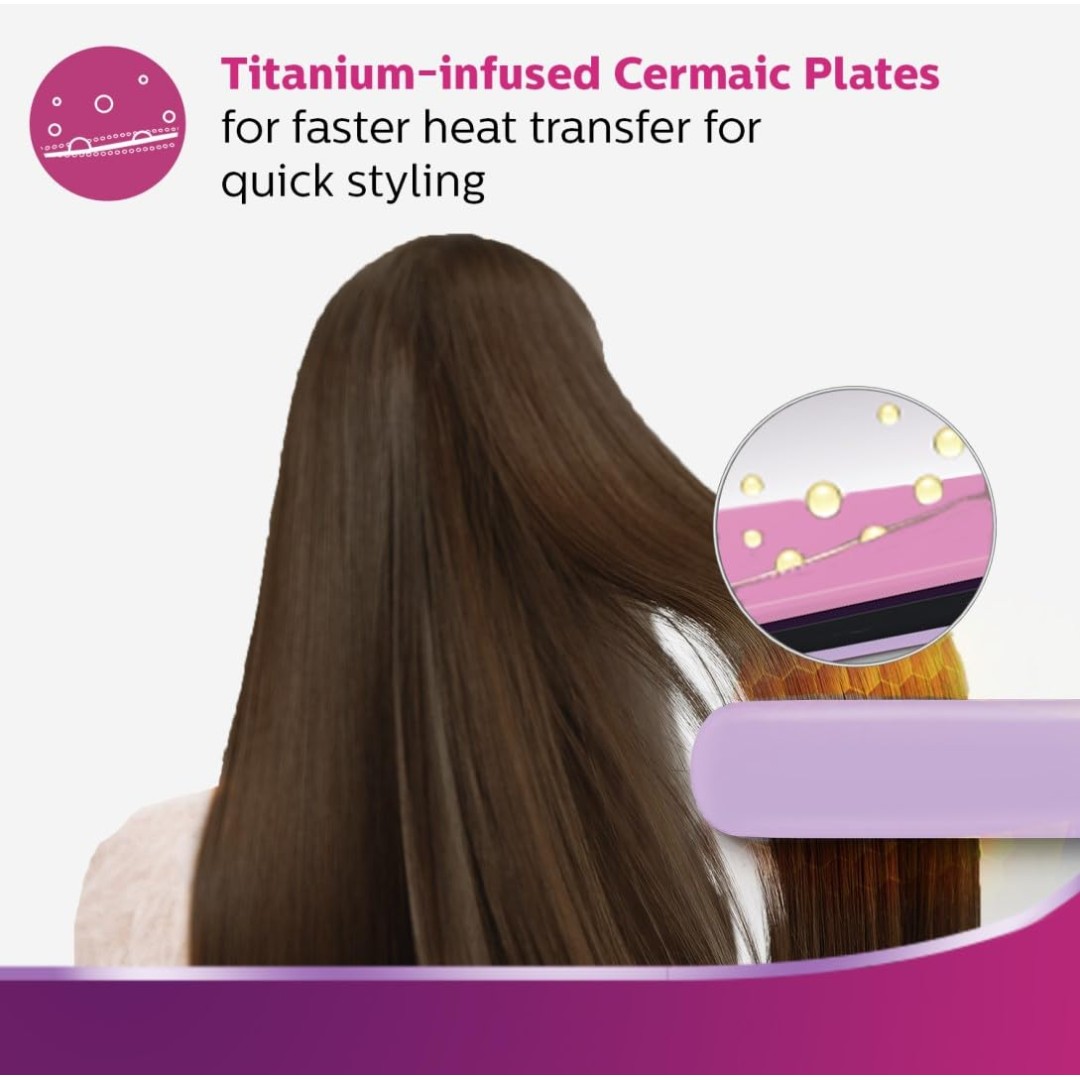 Philips Straightener with SilkProtect Technology. Straighten & Curl, Suitable for All Hair Types (Lavender)-BHS393/40 Philips Straightener with SilkProtect Technology. Straighten & Curl, Suitable for All Hair Types (Lavender)-BHS393/40