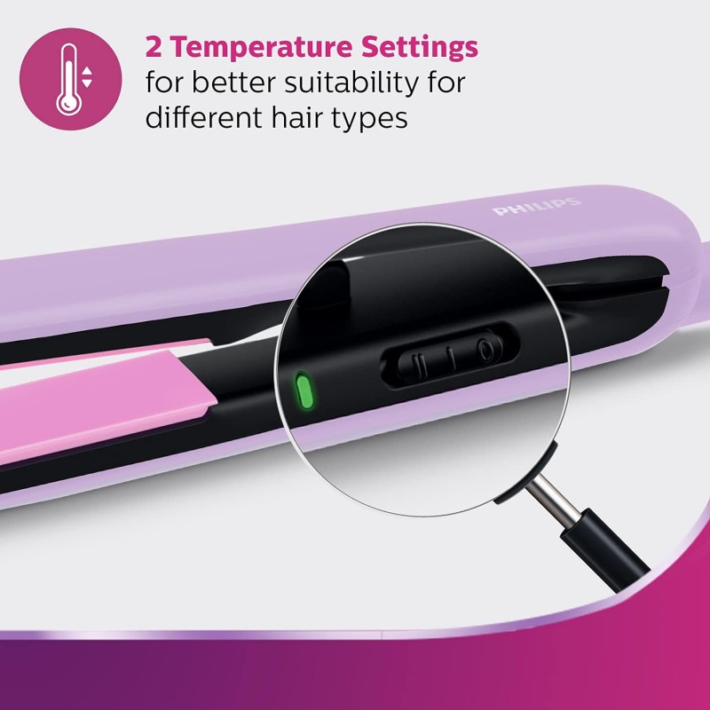 Philips Straightener with SilkProtect Technology. Straighten & Curl, Suitable for All Hair Types (Lavender)-BHS393/40