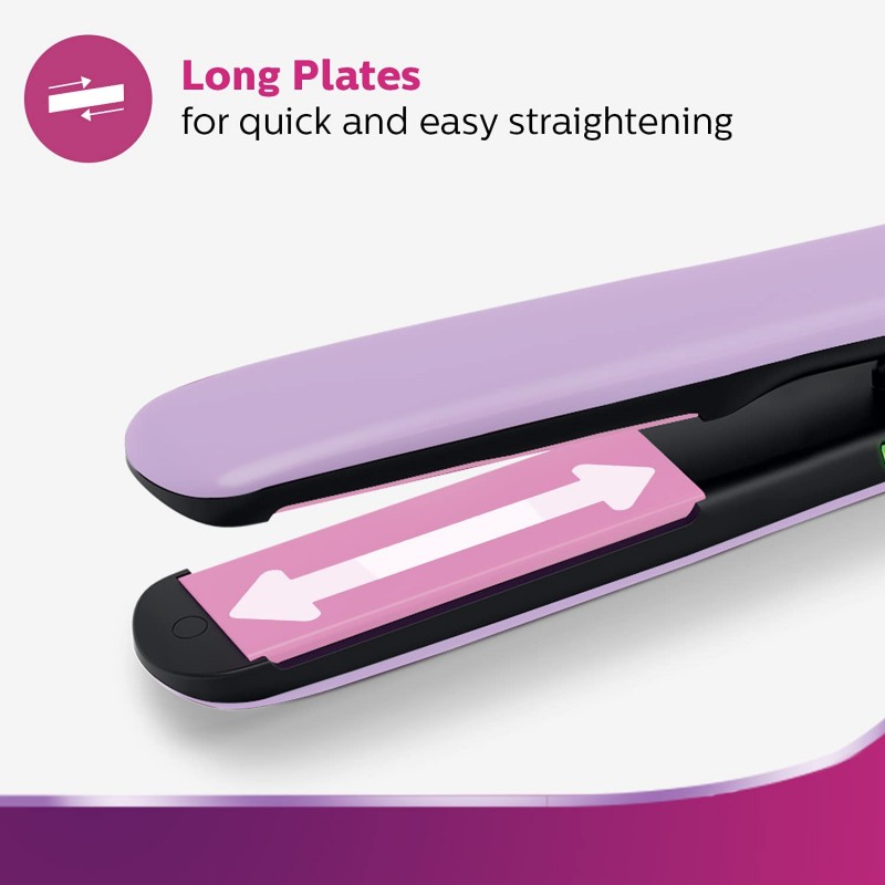 Philips Straightener with SilkProtect Technology. Straighten & Curl, Suitable for All Hair Types (Lavender)-BHS393/40