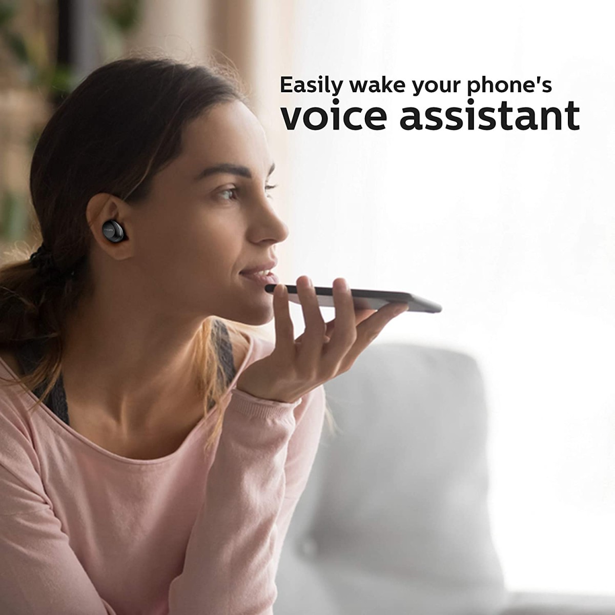 Philips TAT1235BK Bluetooth Truly Wireless in Ear Earbuds with Mic (Black)