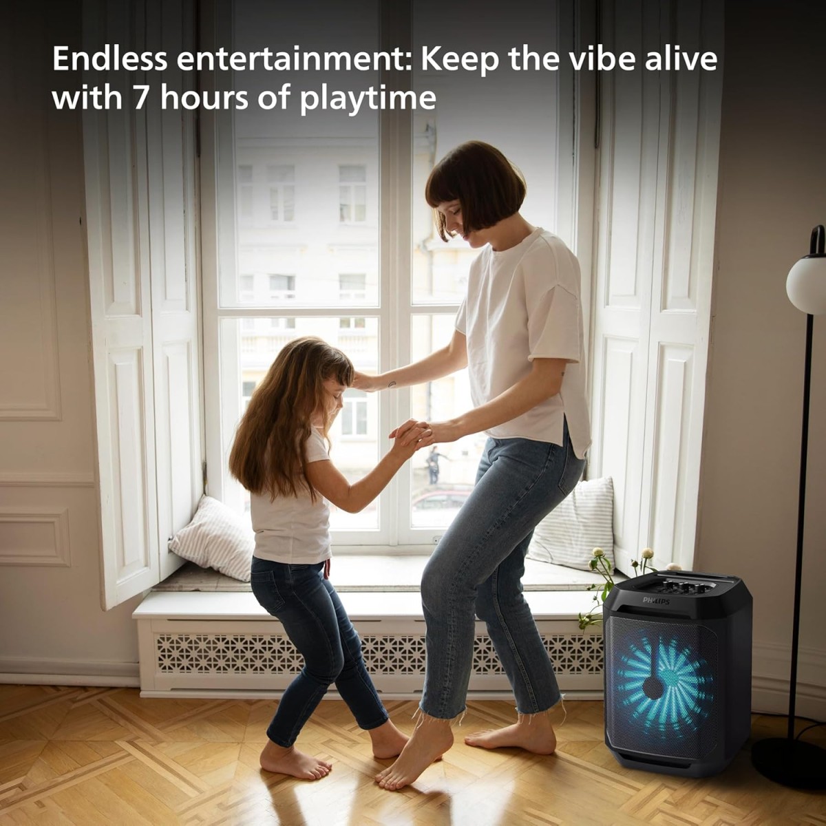 Philips TAX2208 Bluetooth Party Speaker with Free Wired Mic, 8 Speaker System, 30W Max Sound Output, Up to 7H Playtime, Dynamic Bass Boost, Party Light Modes, True Wireless Pairing, Portable (Black) Philips TAX2208 Bluetooth Party Speaker with Free Wired Mic, 8 Speaker System, 30W Max Sound Output, Up to 7H Playtime, Dynamic Bass Boost, Party Light Modes, True Wireless Pairing, Portable (Black)