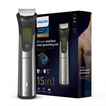 PhilipsIndia's No.1 Men's Trimmer| Pro BeardSense Technology| 15-in-1 Pro Kit - Face, Body & Private Parts| Premium All Metal BodyI 3 Year WarrantyI 120min RuntimeI 5min Quick Charge MG9551/65